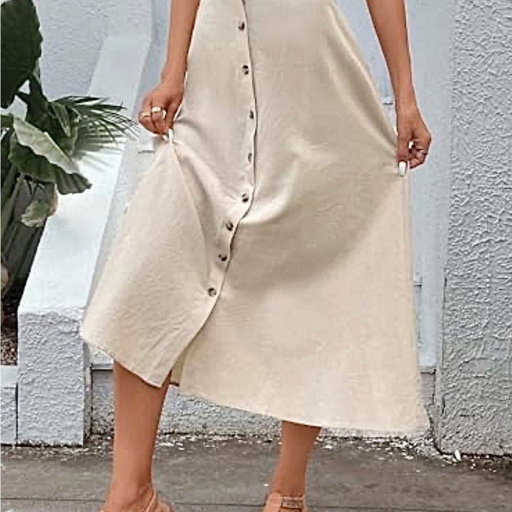 Zara Cream Button-Down Skirt